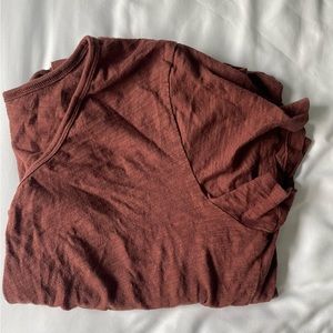 Red V-Neck Button Up Shirt